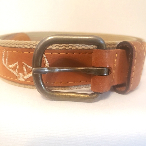 Zep-Pro Canvas And Leather Deer Antler Belt - Men's 36 - Picture 1 of 12